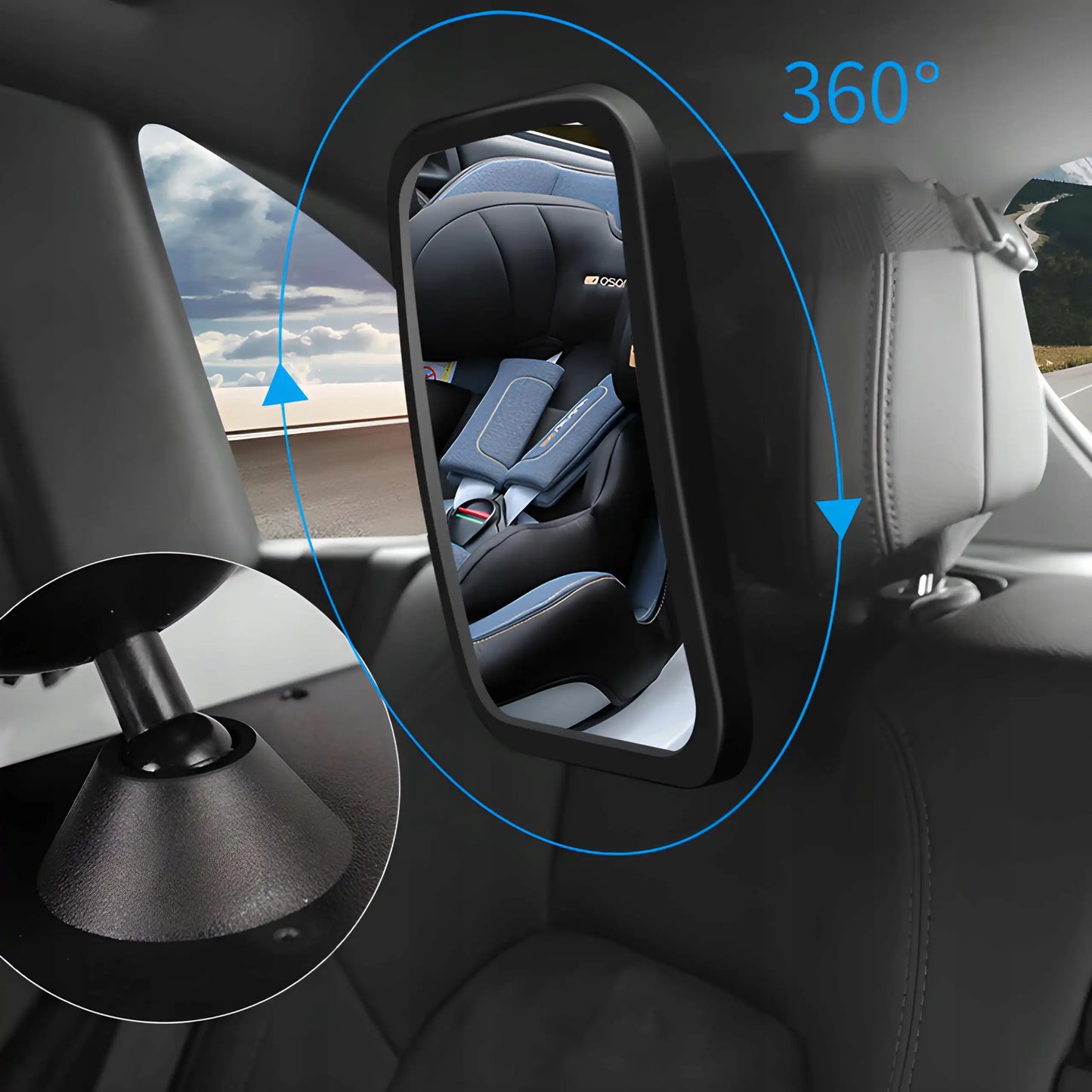 Bērnu novērošanas spogulis automašīnā 360° (513D)