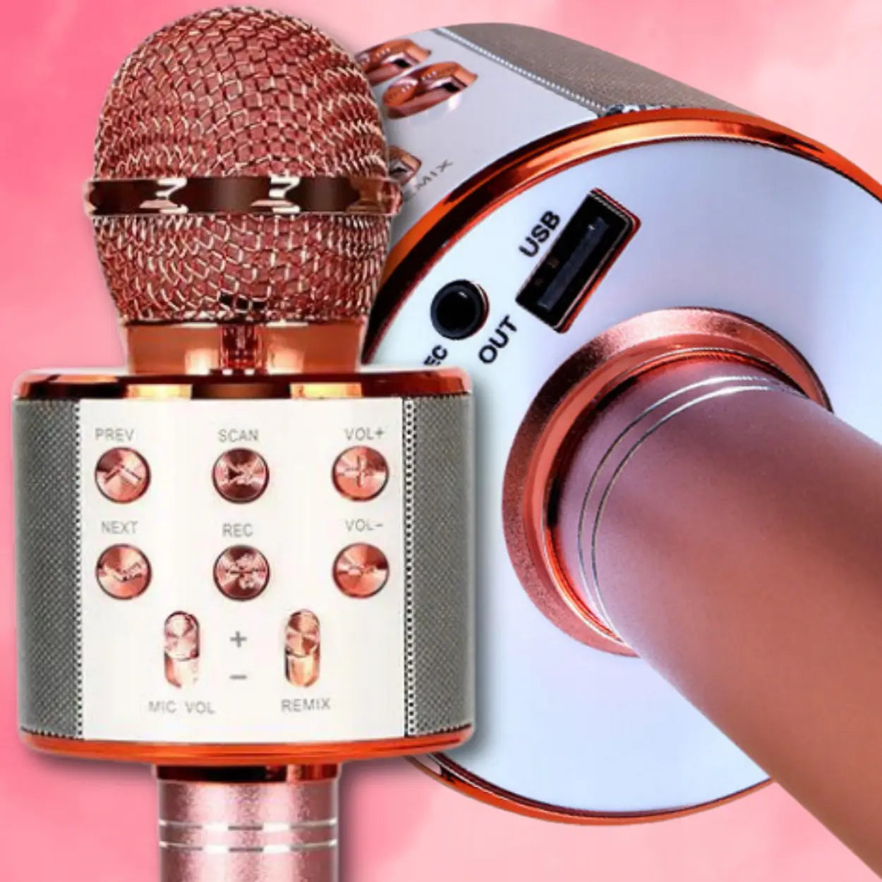 Bezvadu karaoke mikrofons ar trokšņu slāpēšanu un iebūvētu skaļruni (70D)