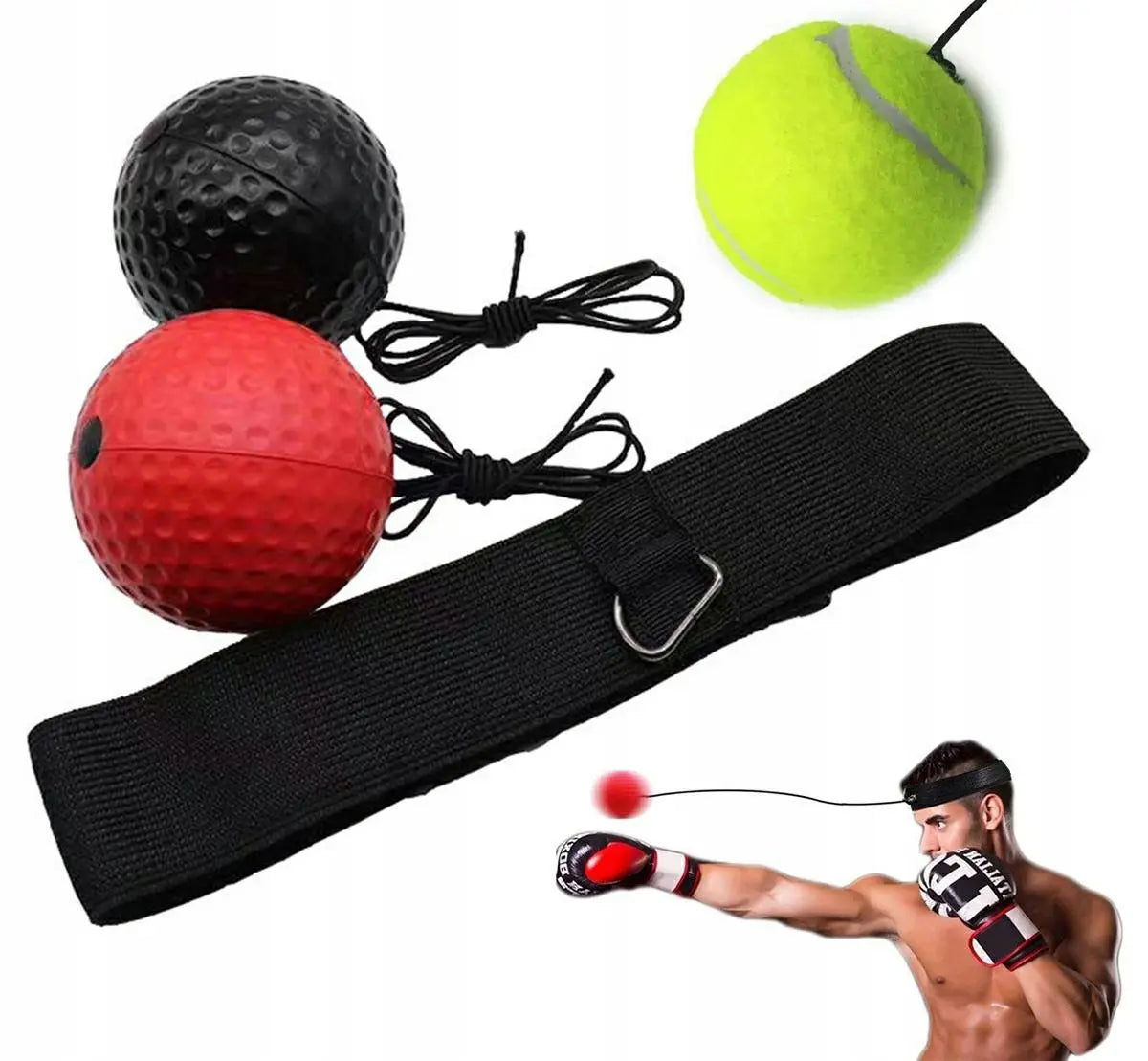 Тренировочный рефлекторный мяч для головы FIGHT REFLEX BALL 3x (450D)
