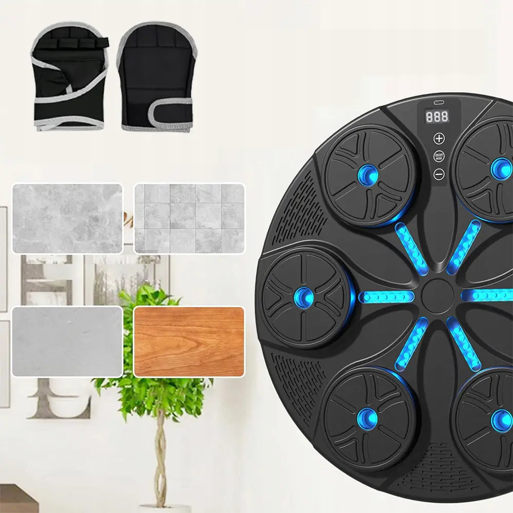 Музыкальная мишень для бокса Bluetooth с регулируемой скоростью и перчатками с RGB-светодиодами (1050D)