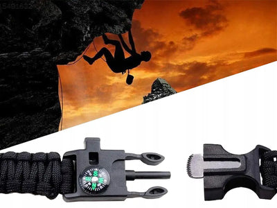 Izdzīvošanas aproce ar piecām funkcijām: kompass, nazis, ugunsdzēšamais. (728D)