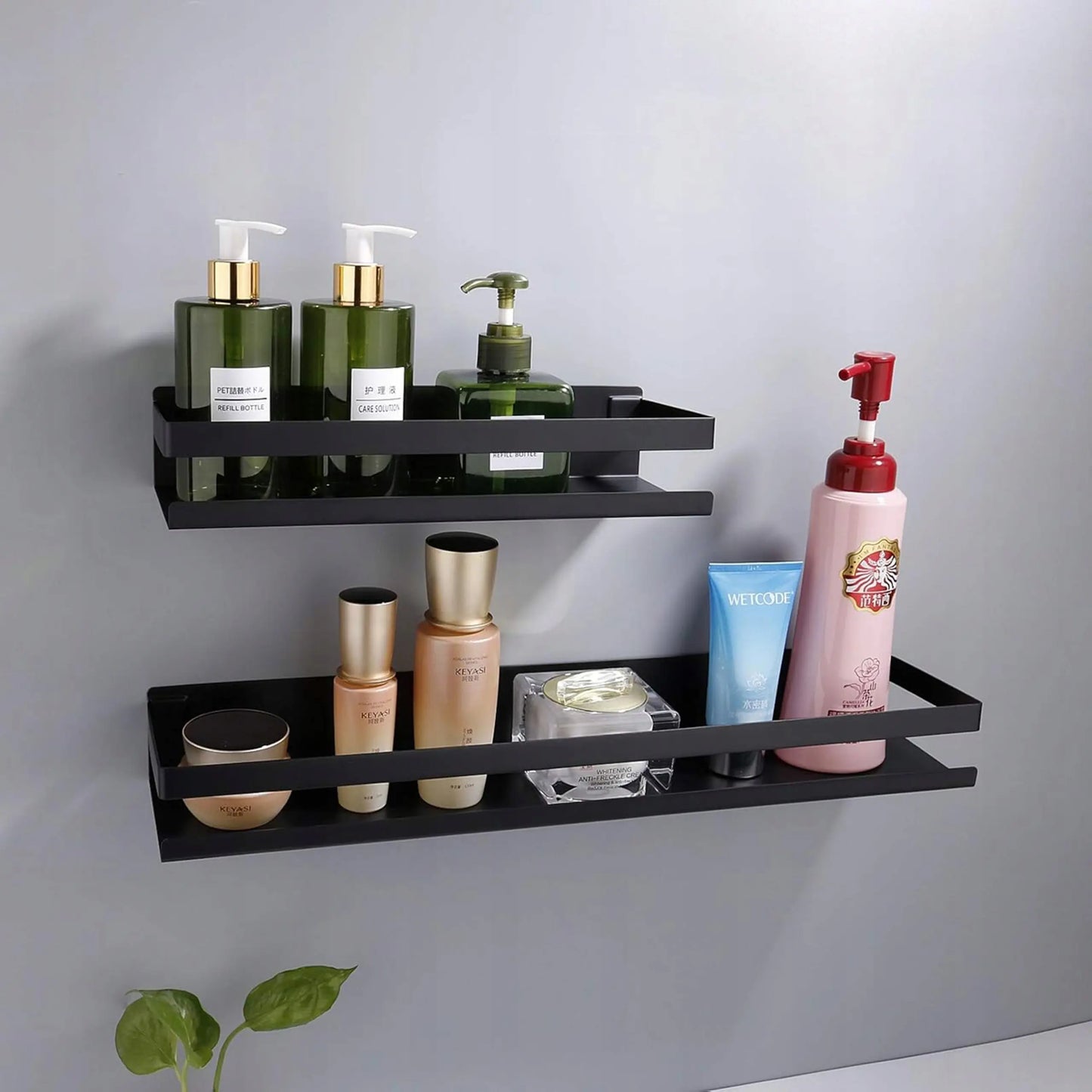 Melnā piekare plaukts vannai zem spoguļa, 50 cm, loft stilā (436D)