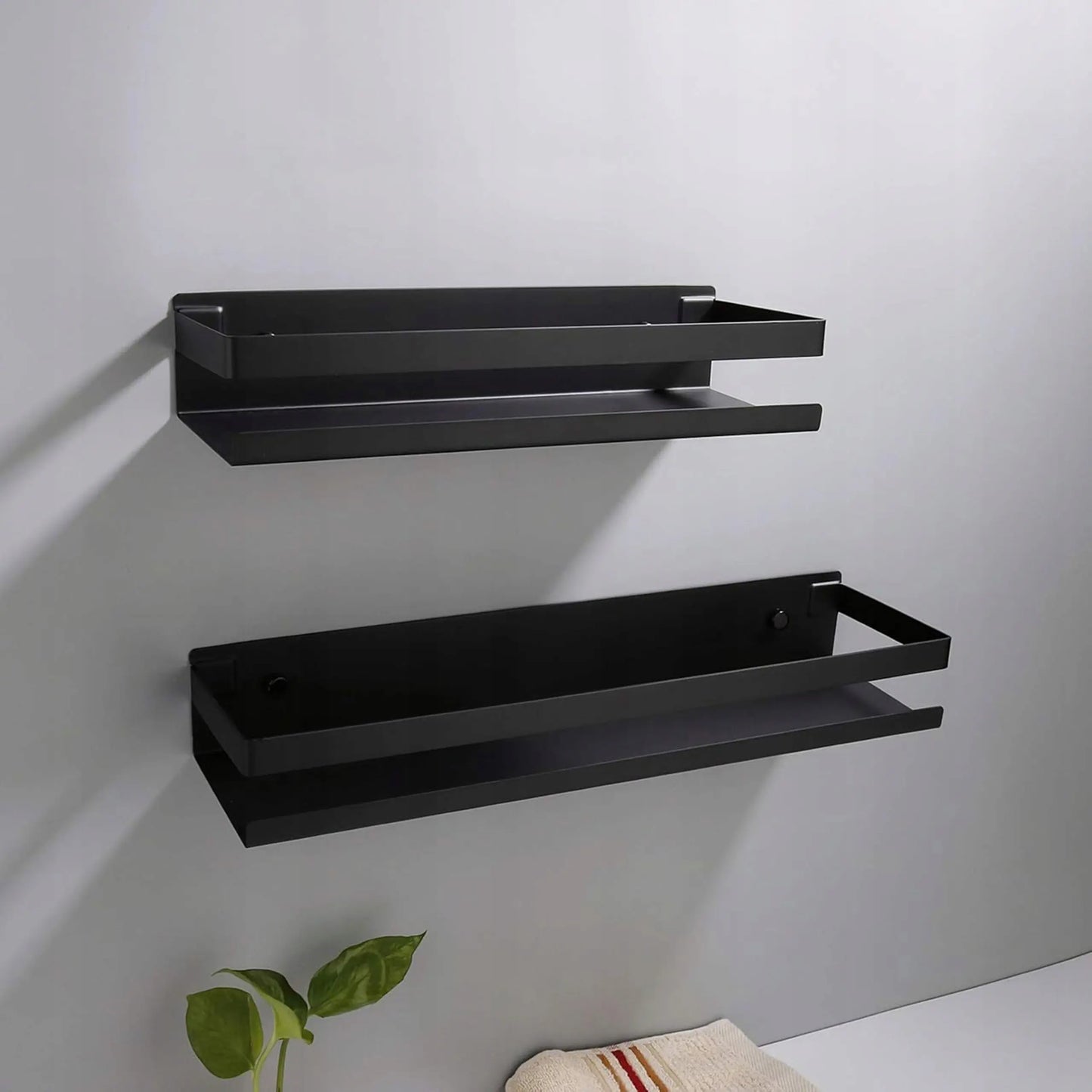 Melnā piekare plaukts vannai zem spoguļa, 50 cm, loft stilā (436D)