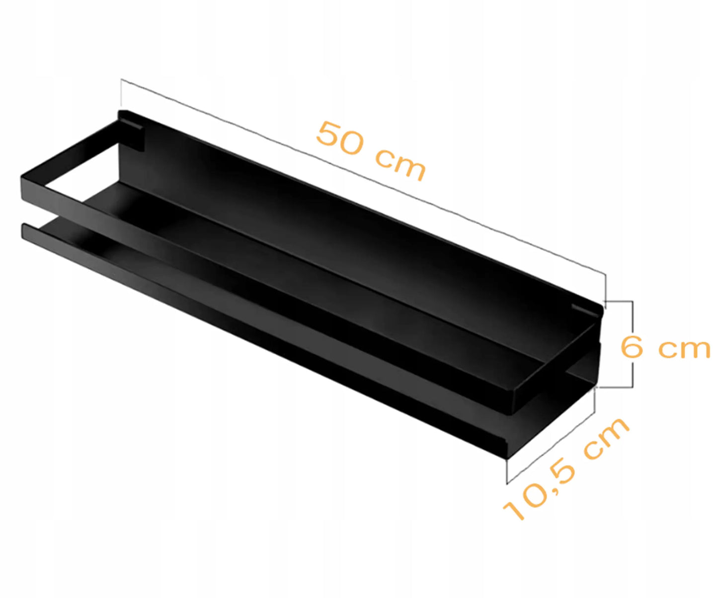 Melnā piekare plaukts vannai zem spoguļa, 50 cm, loft stilā (436D)