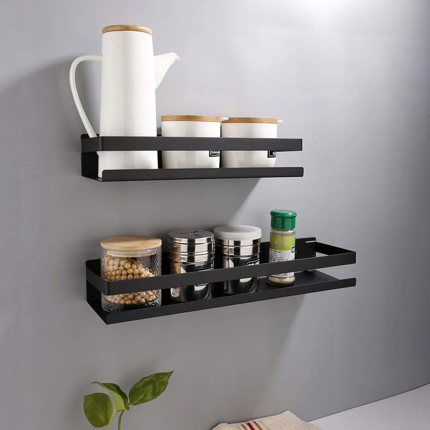 Melnā piekare plaukts vannai zem spoguļa, 50 cm, loft stilā (436D)