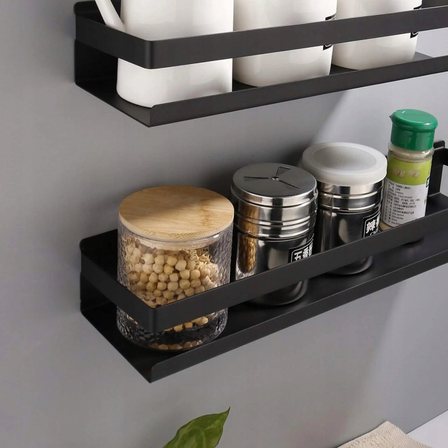 Melnā piekare plaukts vannai zem spoguļa, 50 cm, loft stilā (436D)
