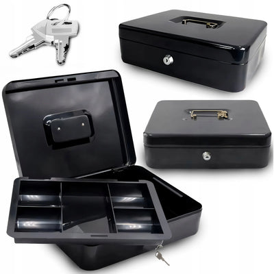 Большой денежный ящик, сейф для монет и банкнот с ключом, 30x24x9 см, размер XXL (1046D)