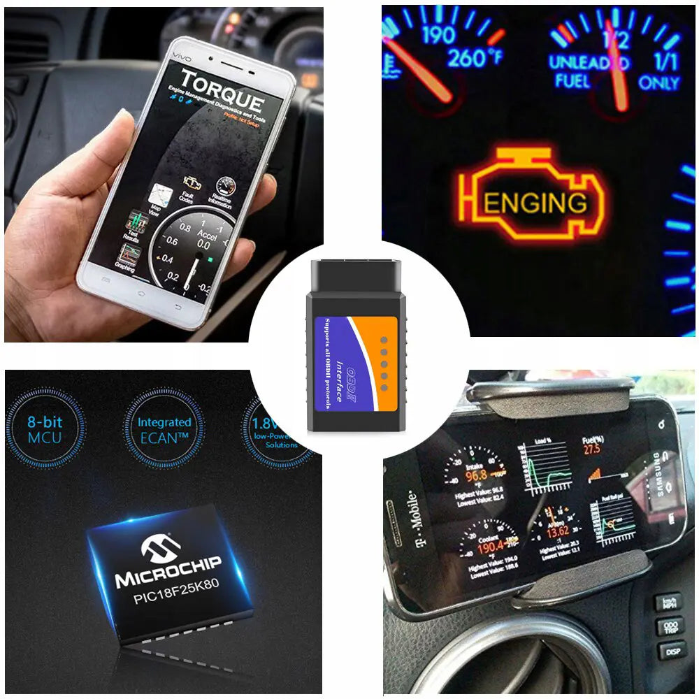 Диагностический интерфейс OBD2 ELM 327 через Bluetooth (652D)