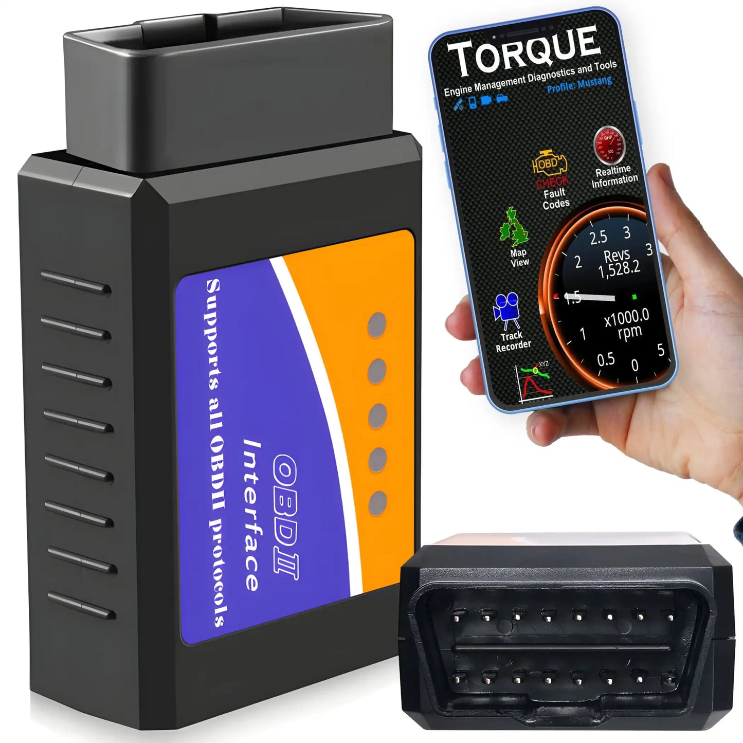 Диагностический интерфейс OBD2 ELM 327 через Bluetooth (652D)