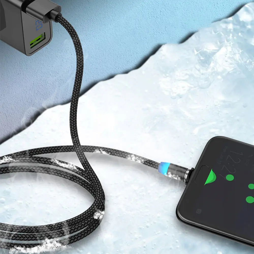 Magnētiskais kabelis 3 in 1 micro USB, Type-C, Lightning priekš iPhone, ātrā uzlāde, 1 m (580D)