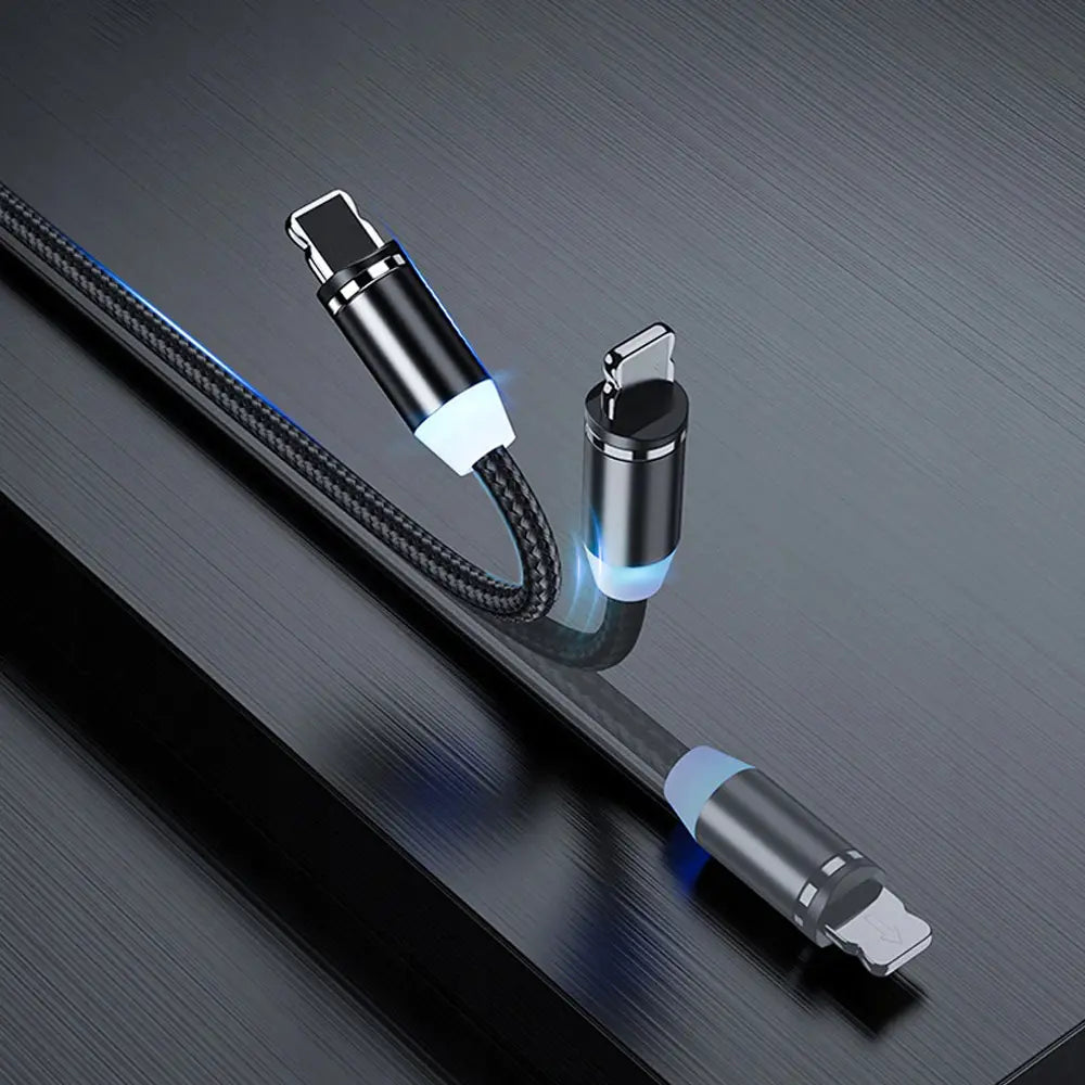 Magnētiskais kabelis 3 in 1 micro USB, Type-C, Lightning priekš iPhone, ātrā uzlāde, 1 m (580D)