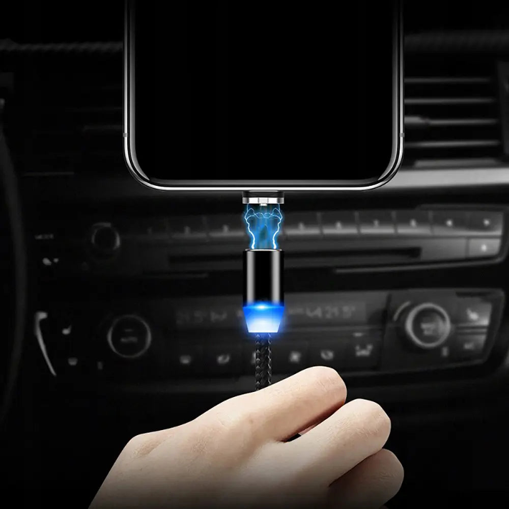 Magnētiskais kabelis 3 in 1 micro USB, Type-C, Lightning priekš iPhone, ātrā uzlāde, 1 m (580D)