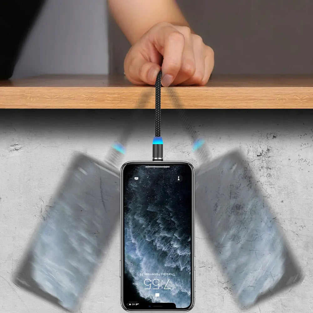 Magnētiskais kabelis 3 in 1 micro USB, Type-C, Lightning priekš iPhone, ātrā uzlāde, 1 m (580D)