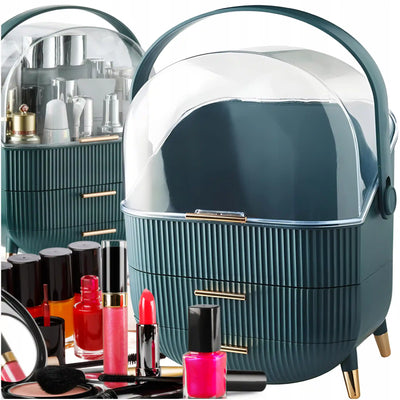 Органайзер для косметики, большая шкатулка для украшений, зеленая (1031D)