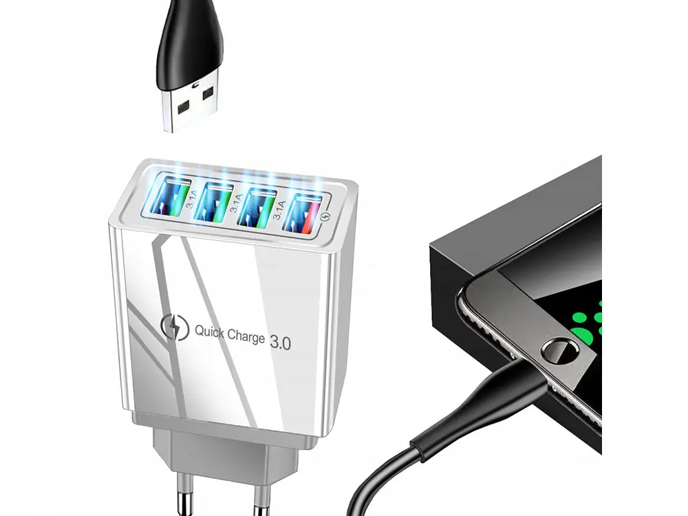 Быстрая сетевая зарядка 4xUSB Quick Charge 3.0 D (508D)