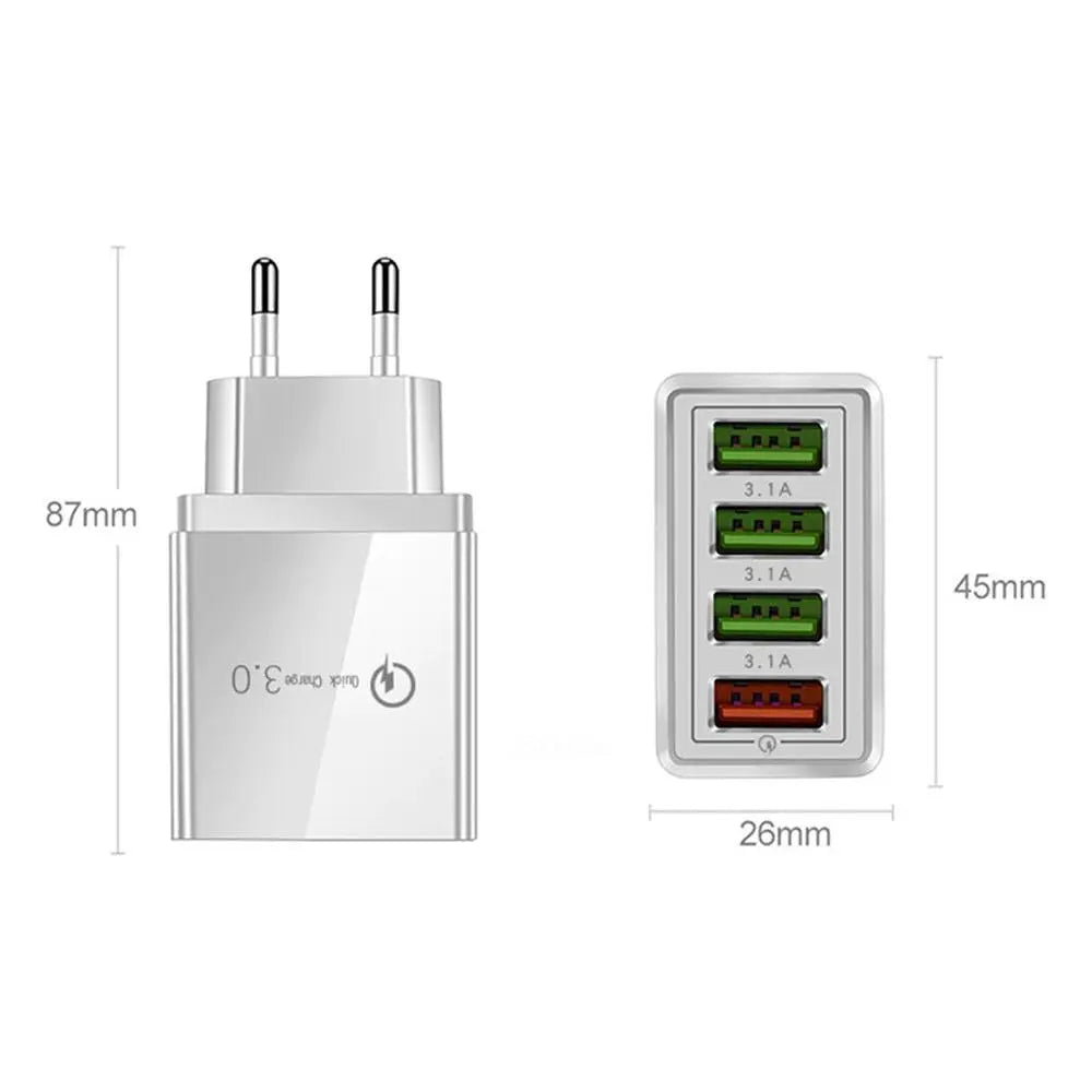 Быстрая сетевая зарядка 4xUSB Quick Charge 3.0 D (508D)