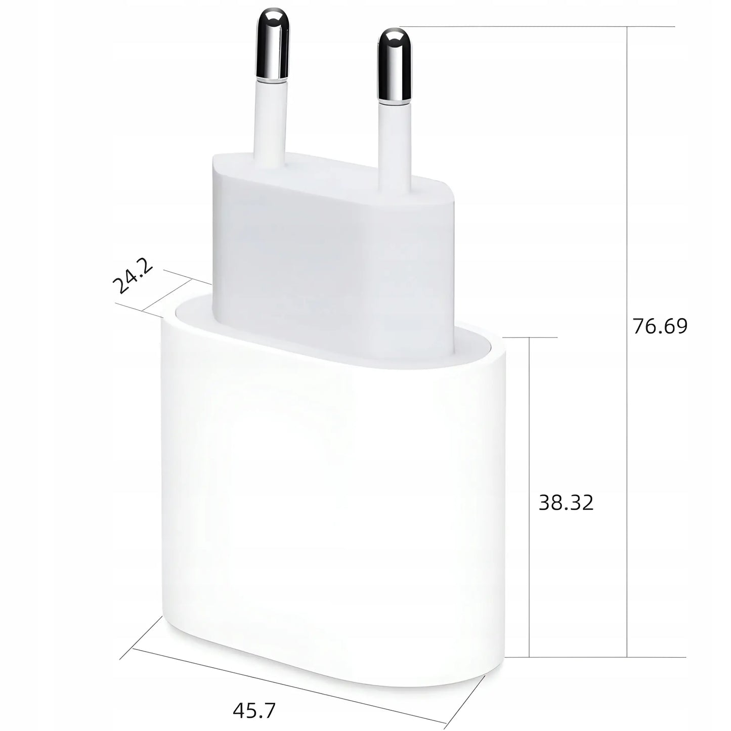 Сетевое зарядное устройство USB-C мощностью 20 Вт для iPhone 11, 12, 13, 14, 15, 16 Pro Max Plus со вилкой (459D)