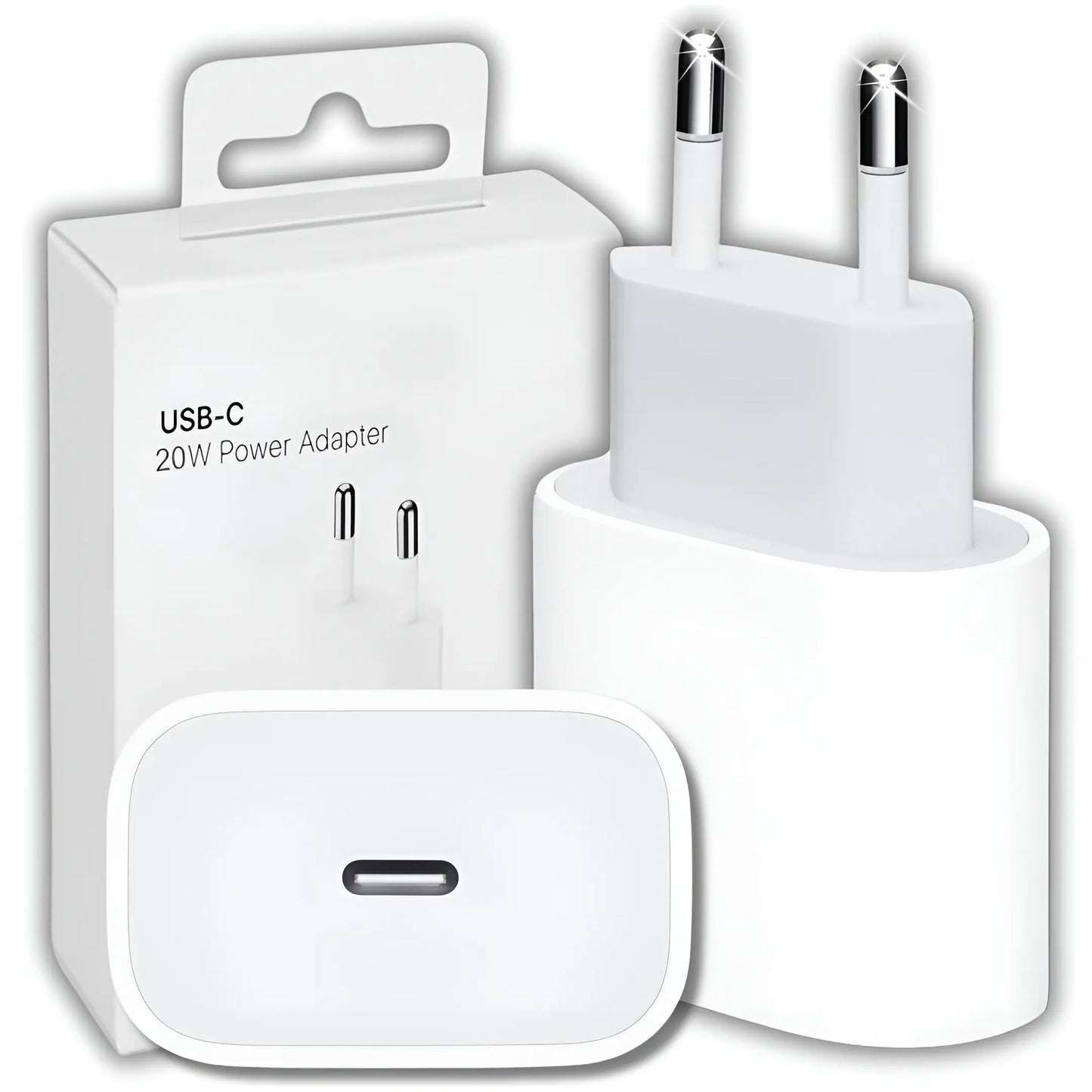 Сетевое зарядное устройство USB-C мощностью 20 Вт для iPhone 11, 12, 13, 14, 15, 16 Pro Max Plus со вилкой (459D)