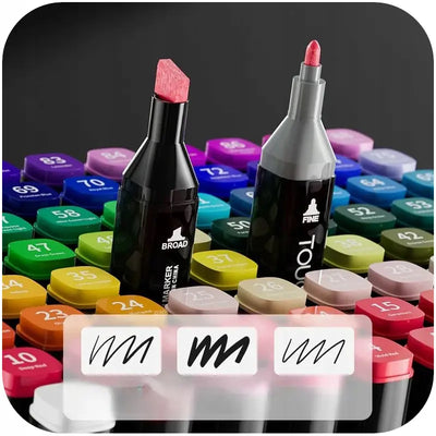 Наборы маркеров: 80 двухсторонних с сумкой (938D)