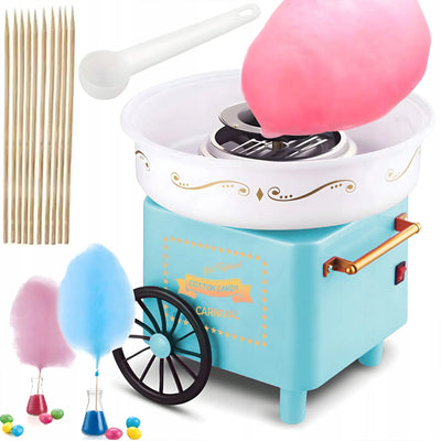 Аппарат для приготовления сладкой ваты для домашнего использования с тележкой и палочками 550 Вт, синий (914D)
