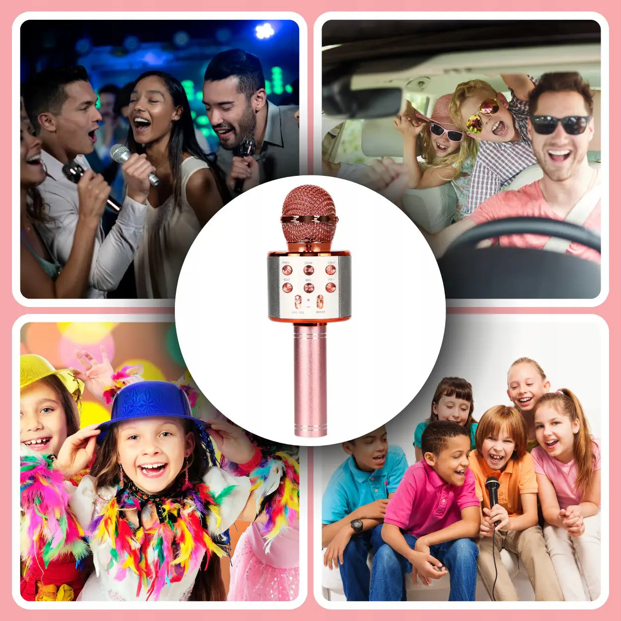 Bezvadu karaoke mikrofons ar trokšņu slāpēšanu un iebūvētu skaļruni (70D)