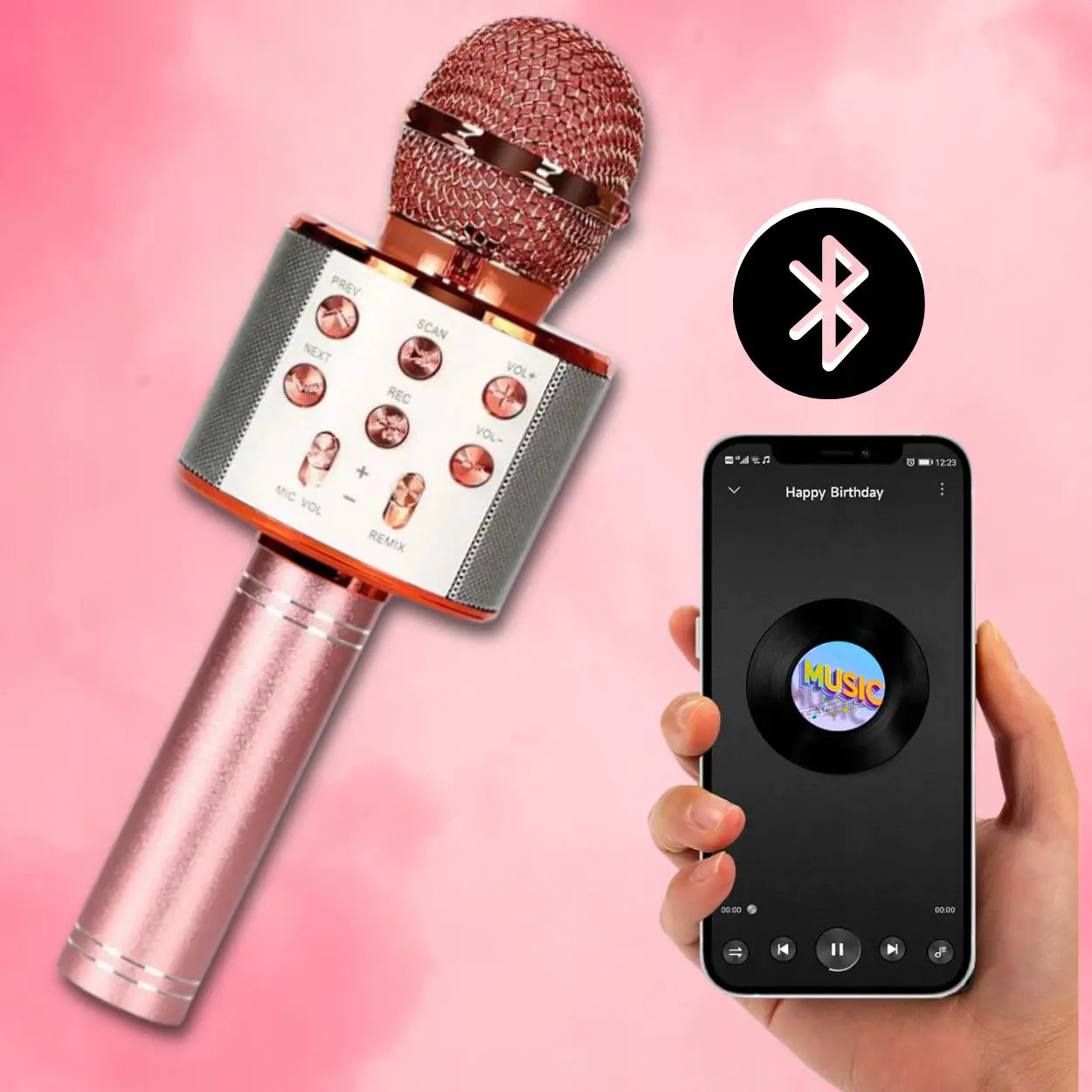 Bezvadu karaoke mikrofons ar trokšņu slāpēšanu un iebūvētu skaļruni (70D)