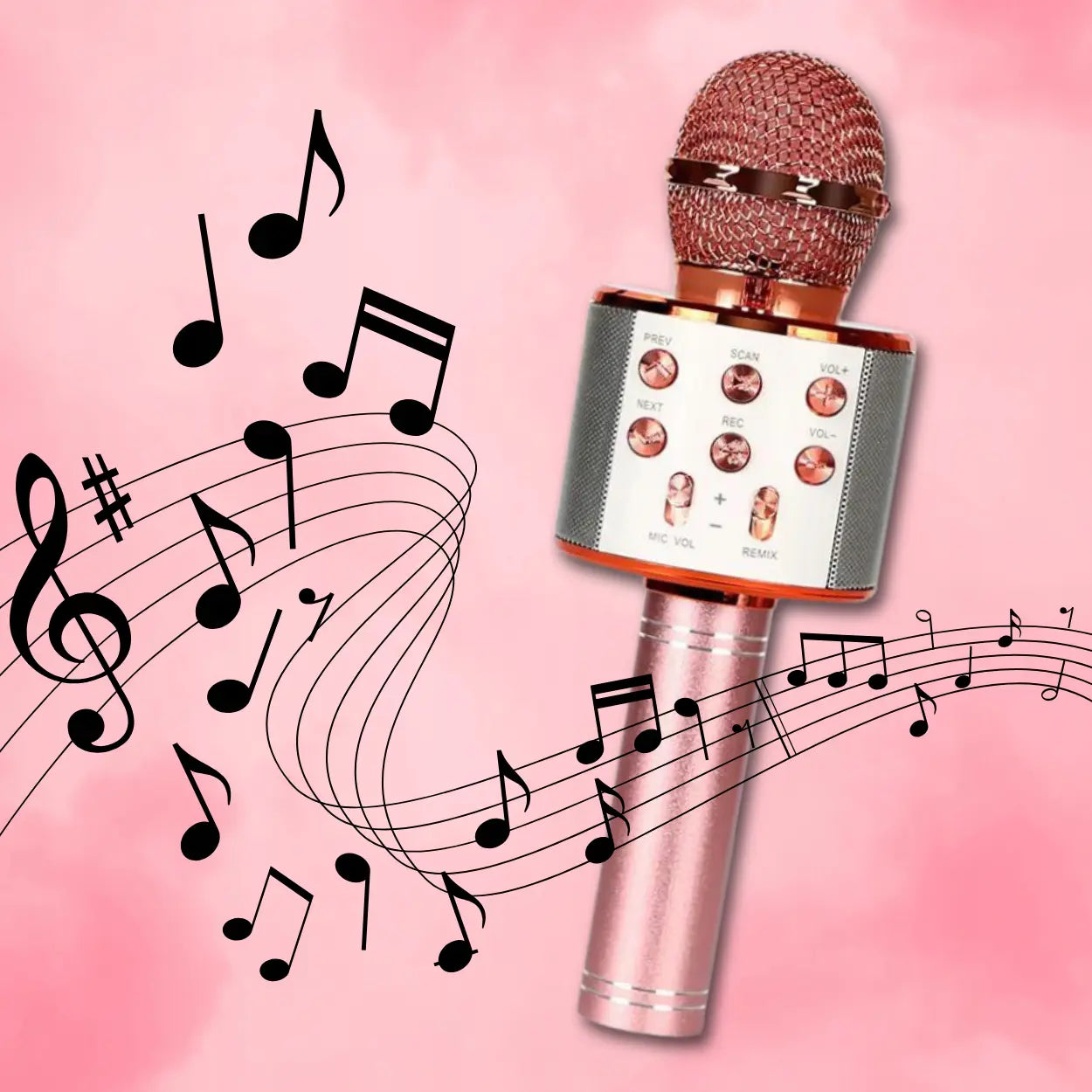 Bezvadu karaoke mikrofons ar trokšņu slāpēšanu un iebūvētu skaļruni (70D)