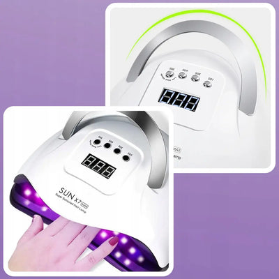 Мощная УФ-светодиодная лампа для ногтей 220 Вт с таймером для гибридных гелей SUN X7 LCD (800D)