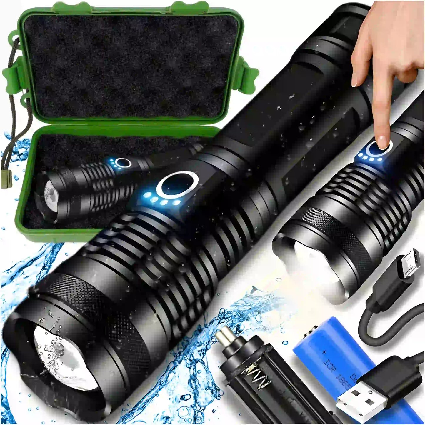 Мощный фонарь с аккумулятором, индикатором заряда и Power Bank, противоударный (330D)