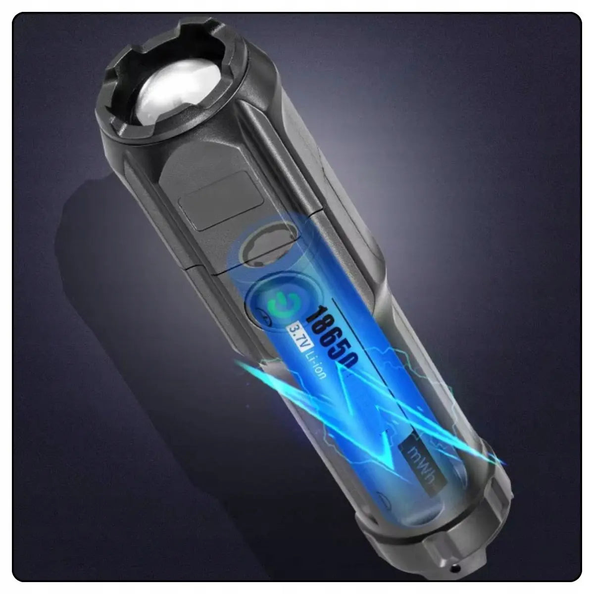 Jaudīgs taktiskais LED lukturis ar tālummaiņas funkciju, ūdensizturīgs, USB, CREE (412D)