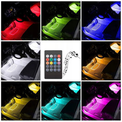 RGB LED apgaismojums automašīnas salonā ar tālvadības pulti (907D)