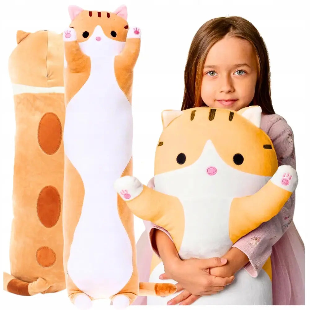 Pūkains oranžs kaķis, mīkstā rotaļlieta, liels dāvanas 110 cm (487D)