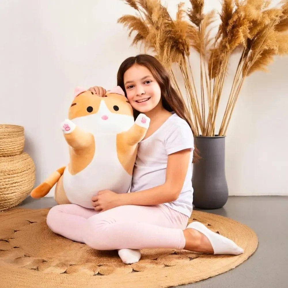 Pūkains oranžs kaķis, mīkstā rotaļlieta, liels dāvanas 110 cm (487D)