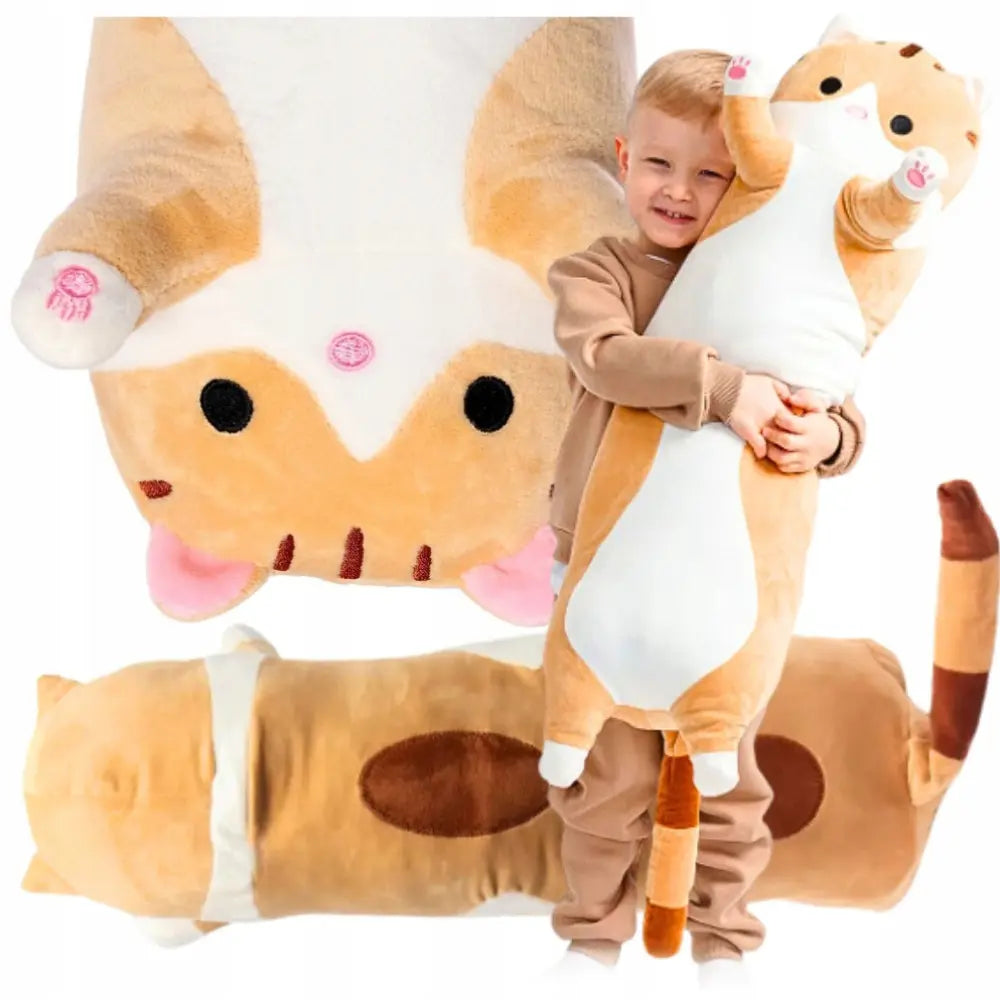 Pūkains oranžs kaķis, mīkstā rotaļlieta, liels dāvanas 110 cm (487D)