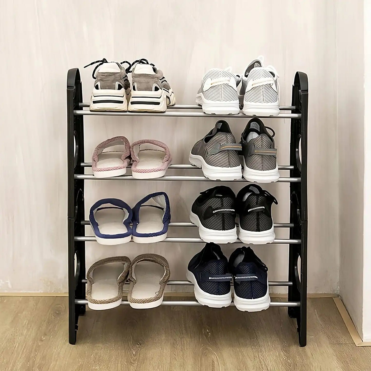 Apavu plaukts, plauktu sistēma, skapis un organizators 4 līmeņiem, augstums 63 cm. (559D)
