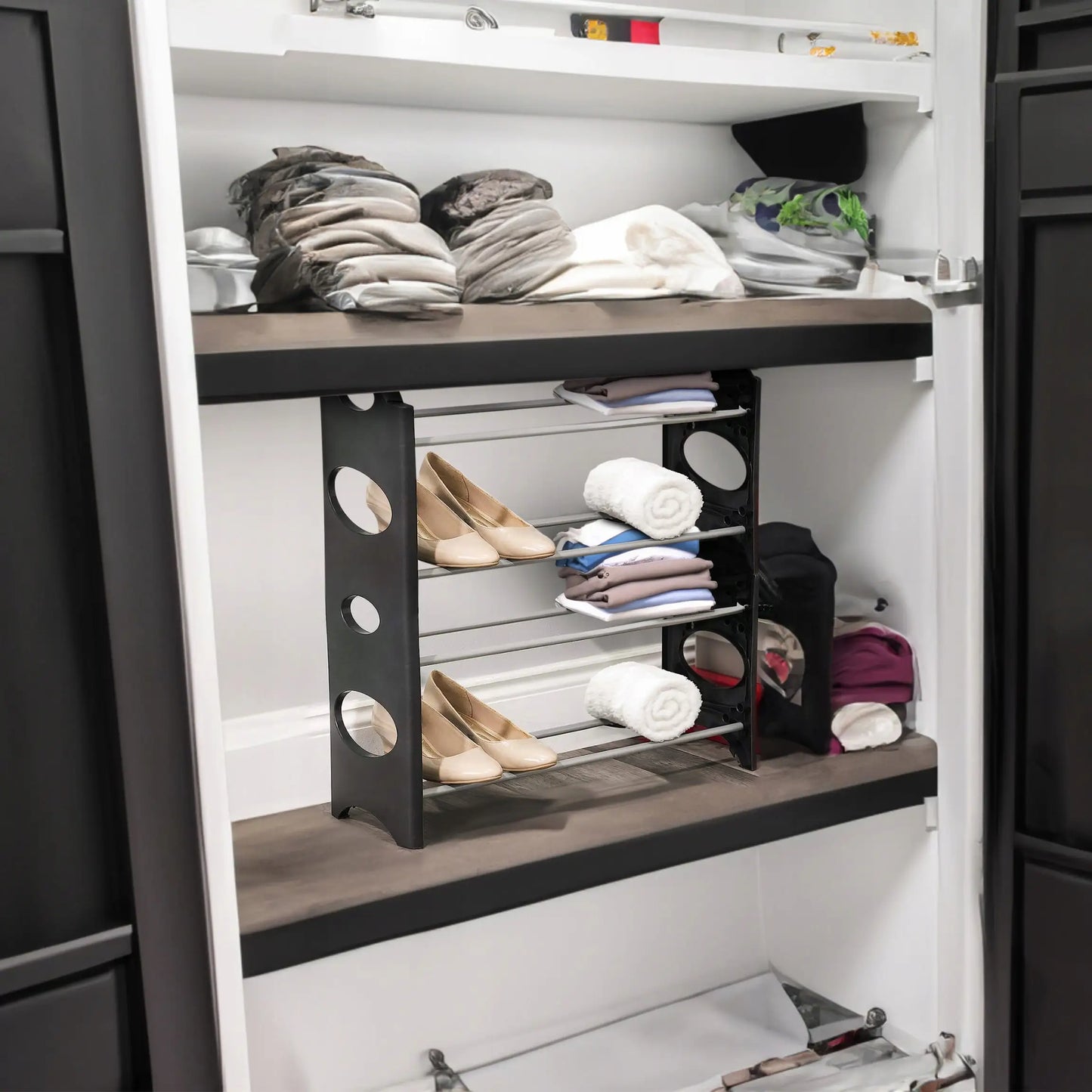 Apavu plaukts, plauktu sistēma, skapis un organizators 4 līmeņiem, augstums 63 cm. (559D)