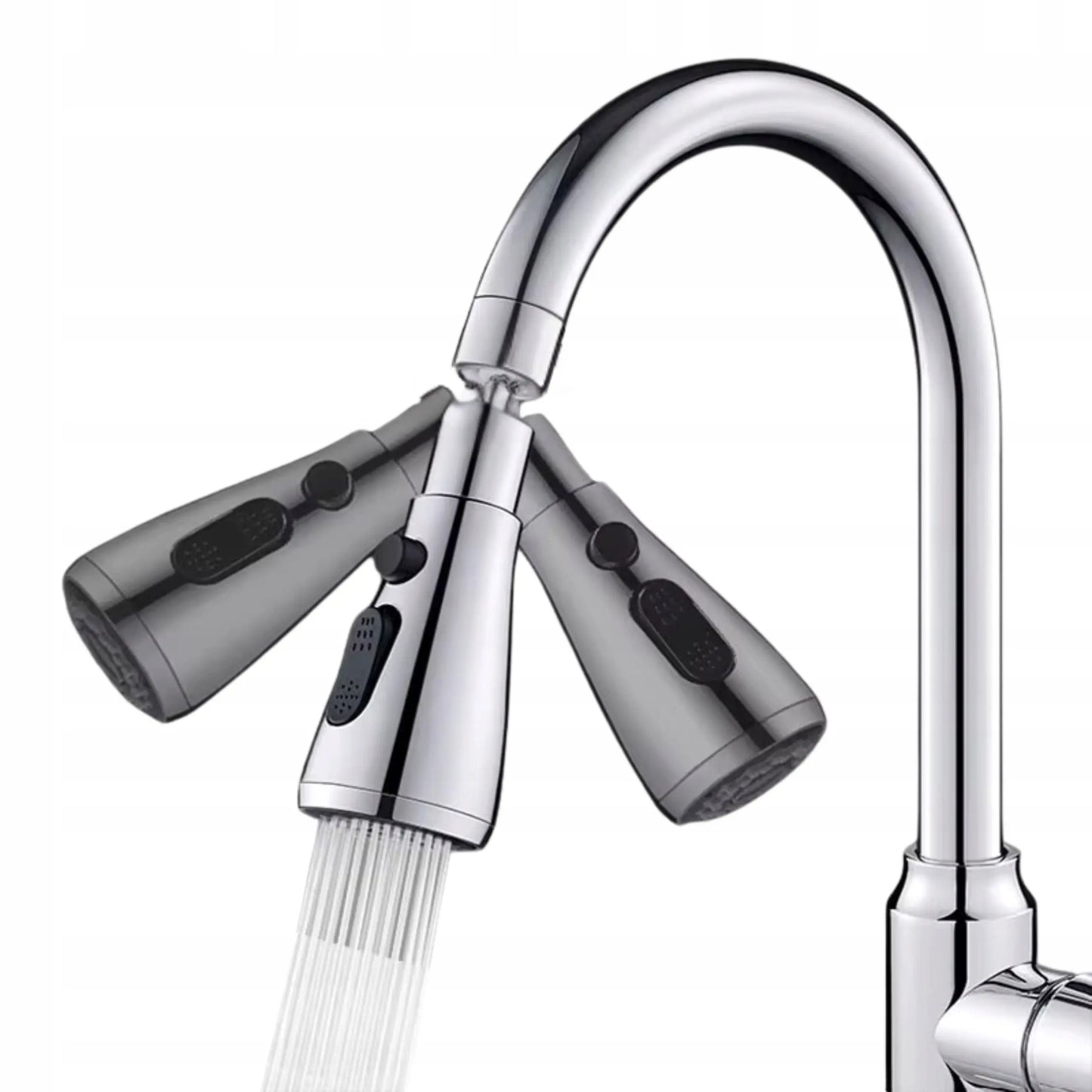 Gatavošanas jaucējkrāna pagarinātājs ar aeratoru un adapteri, 3 funkcijas, 360 grādi, sudraba krāsā (463D)