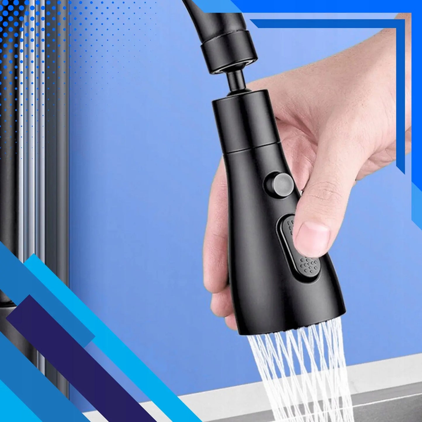 Izvēršams krāna virtuves maisītājam, uzgaļa-adapters, perlators, 3 režīmi, 360 grādi (665D)