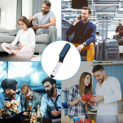 Мужская расческа для выпрямления бороды и волос, керамическая и легкая (867D)