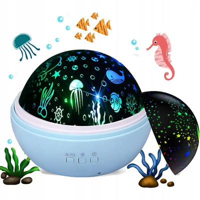 Проектор звездного неба с ночником и вращающимся океаном 2в1, синий (806D)