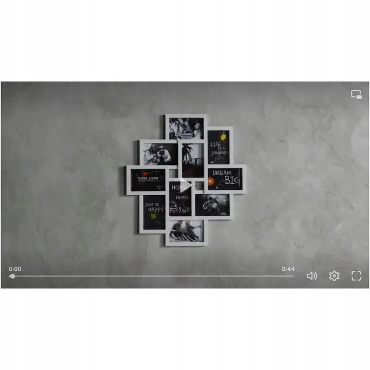 3D фоторамка коллаж большая мультирамка на 10 фотографий, белая (1016D)