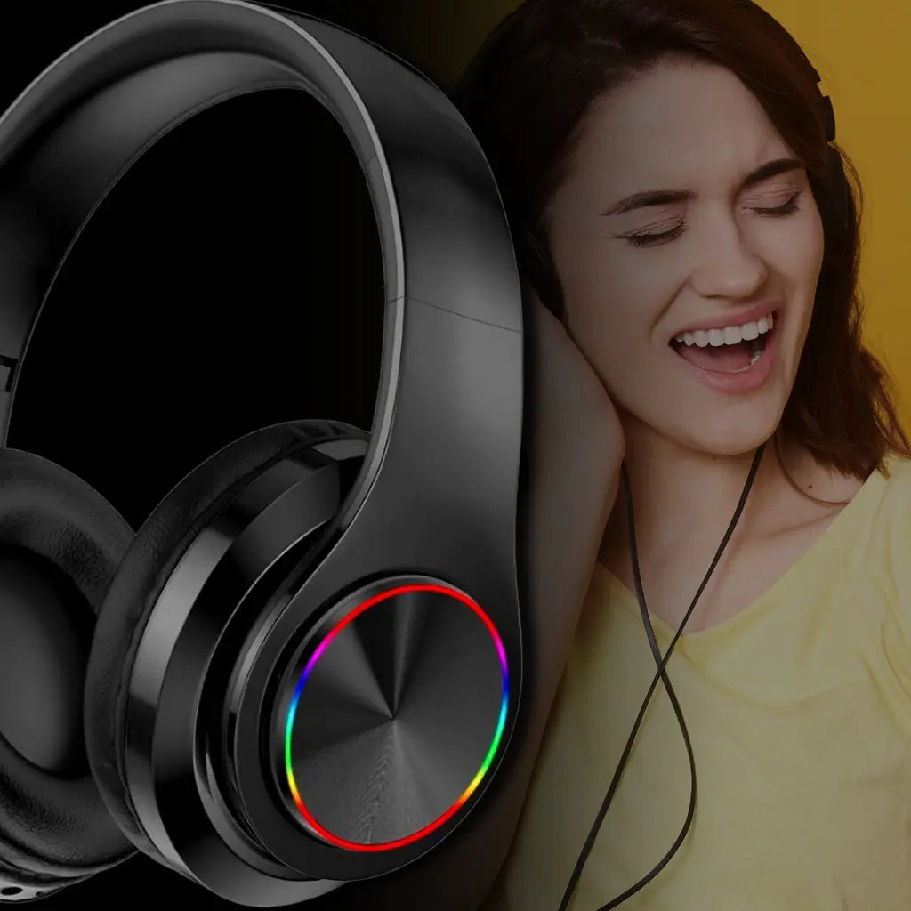 Беспроводные накладные наушники Bluetooth 5.0 с микрофоном и RGB-подсветкой (516D)