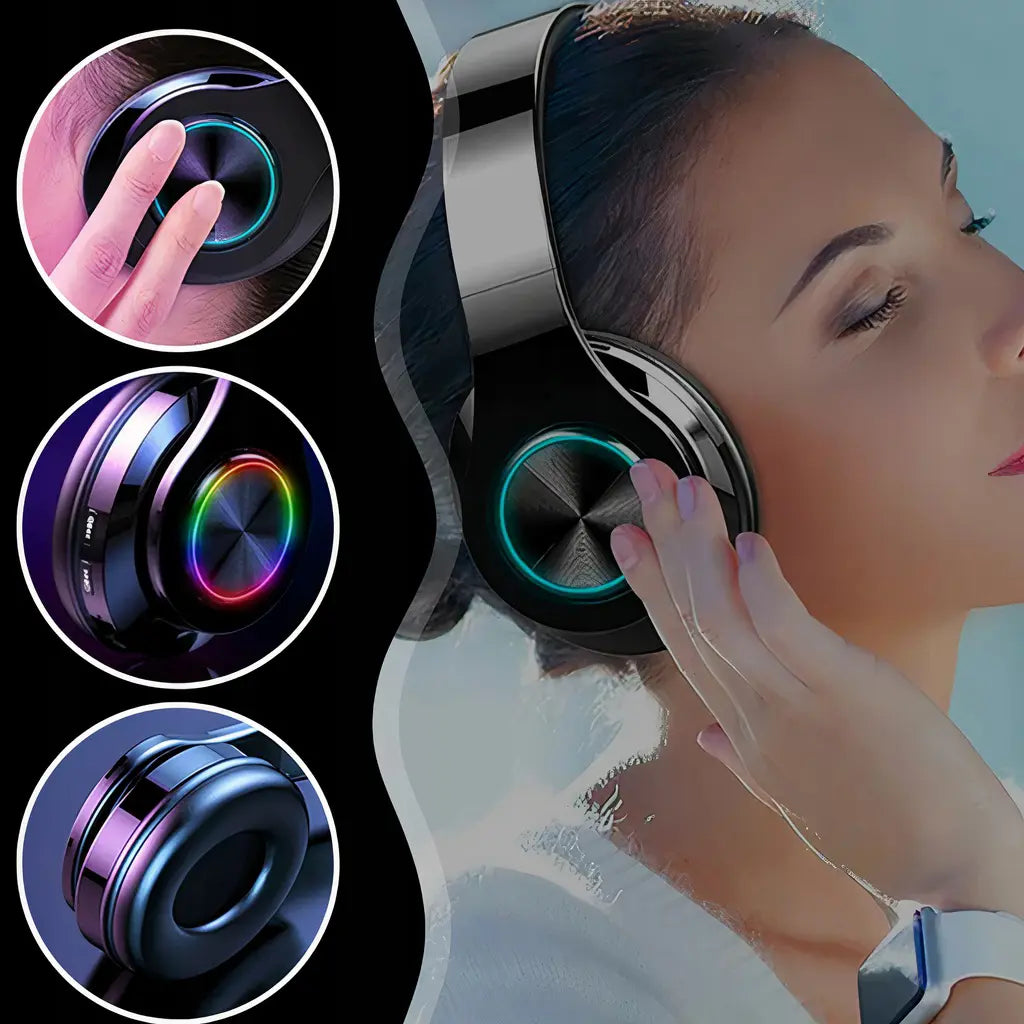 Беспроводные накладные наушники Bluetooth 5.0 с микрофоном и RGB-подсветкой (516D)