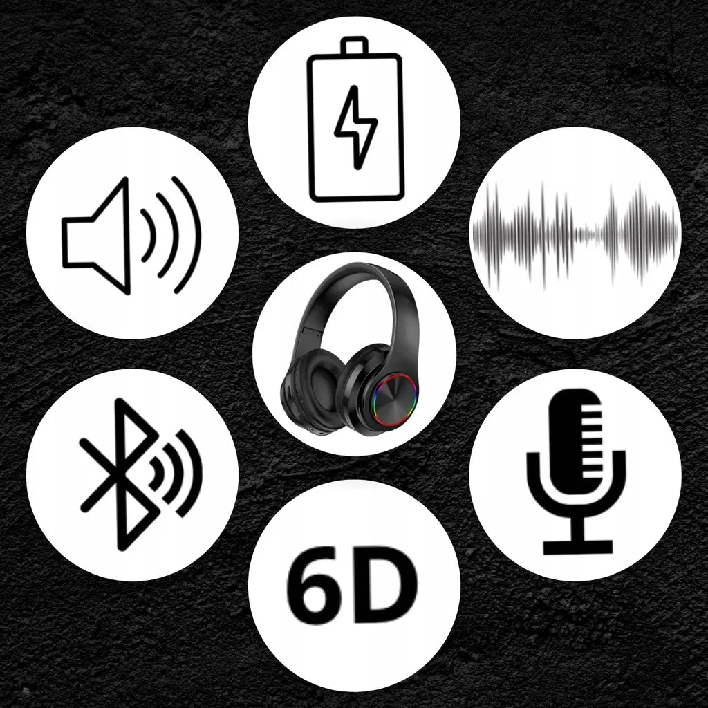 Беспроводные накладные наушники Bluetooth 5.0 с микрофоном и RGB-подсветкой (516D)