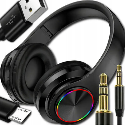 Bezvadu virslausīšanas austiņas Bluetooth 5.0 ar mikrofonu un RGB apgaismojumu (516D)