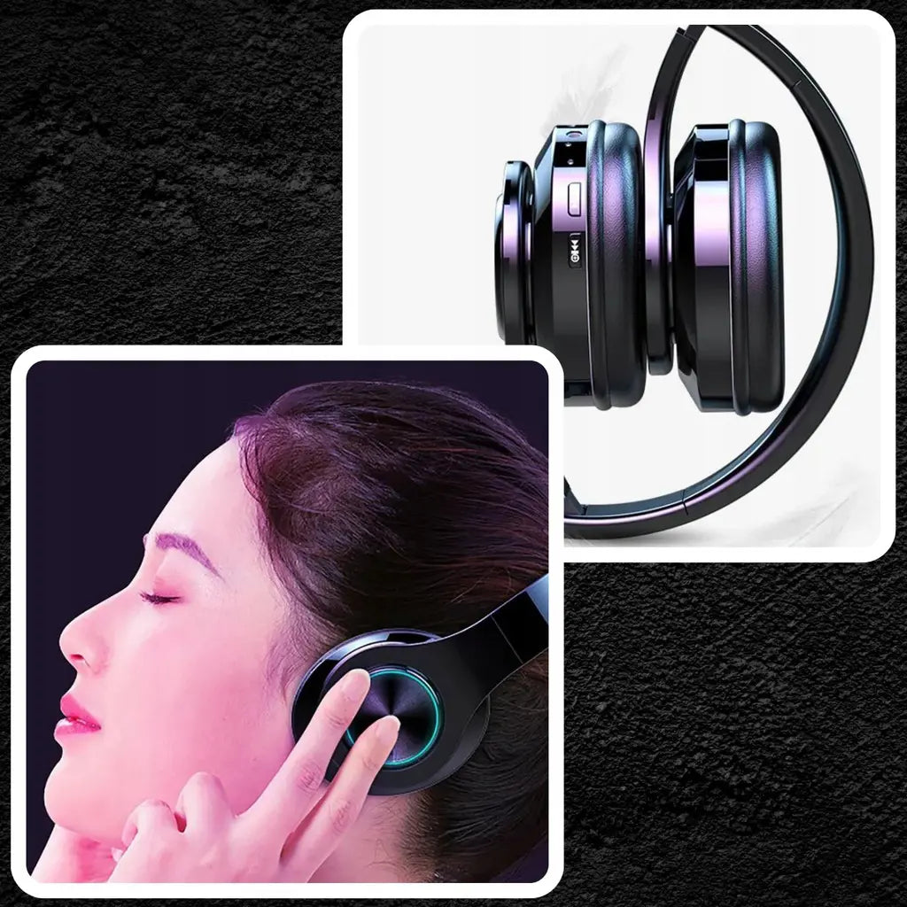 Беспроводные накладные наушники Bluetooth 5.0 с микрофоном и RGB-подсветкой (516D)