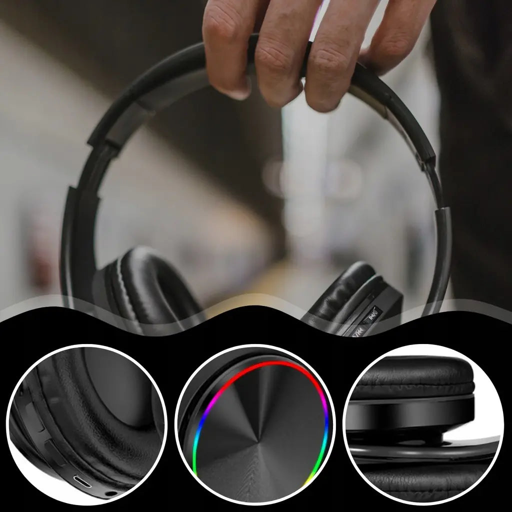 Беспроводные накладные наушники Bluetooth 5.0 с микрофоном и RGB-подсветкой (516D)