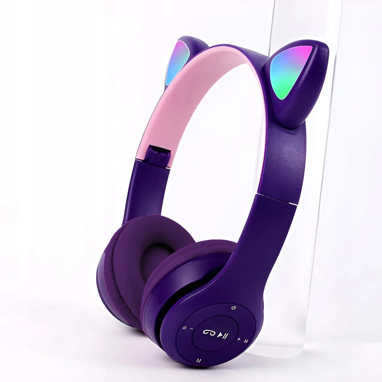 Детские Bluetooth-наушники в форме кошачьих ушек со светодиодной подсветкой RGB и микрофоном (520D)