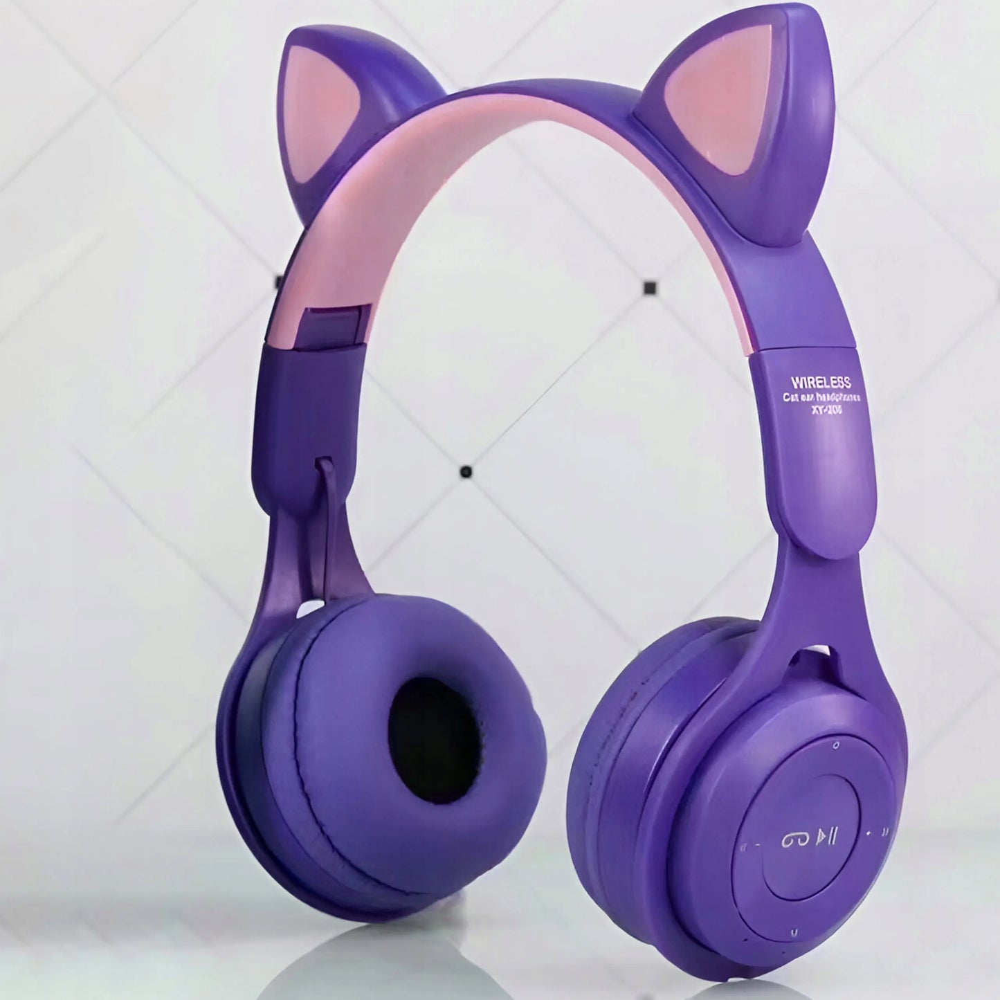 Детские Bluetooth-наушники в форме кошачьих ушек со светодиодной подсветкой RGB и микрофоном (520D)