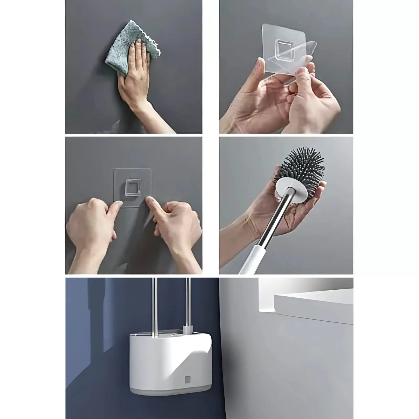 Silikona antibakteriāla tualetes birste vannas istabai, komplekts 2 vienā (406D)